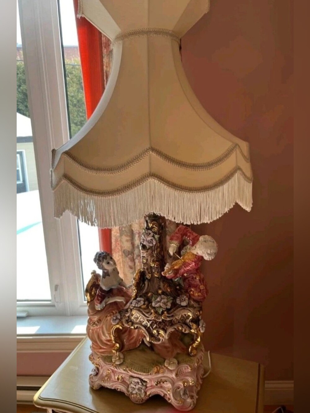 Capodimonte Musical Figure Lamp vintage Porcelain Italy Azzolin Brothers Rococo